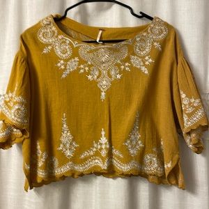 Embroidered gold free people blouse